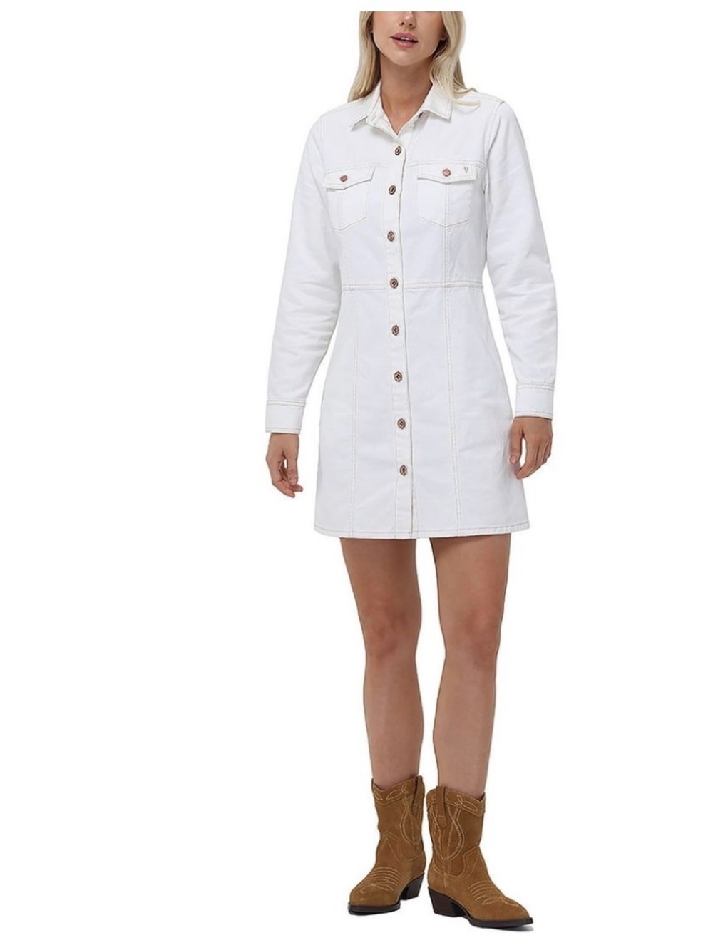 Frye White Button-Front Mini Shirt Dress